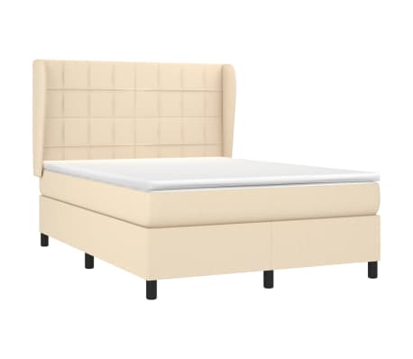 vidaXL Boxspring posteľ s matracom kr&eacute;mov&yacute; 140x190 cm l&aacute;tka