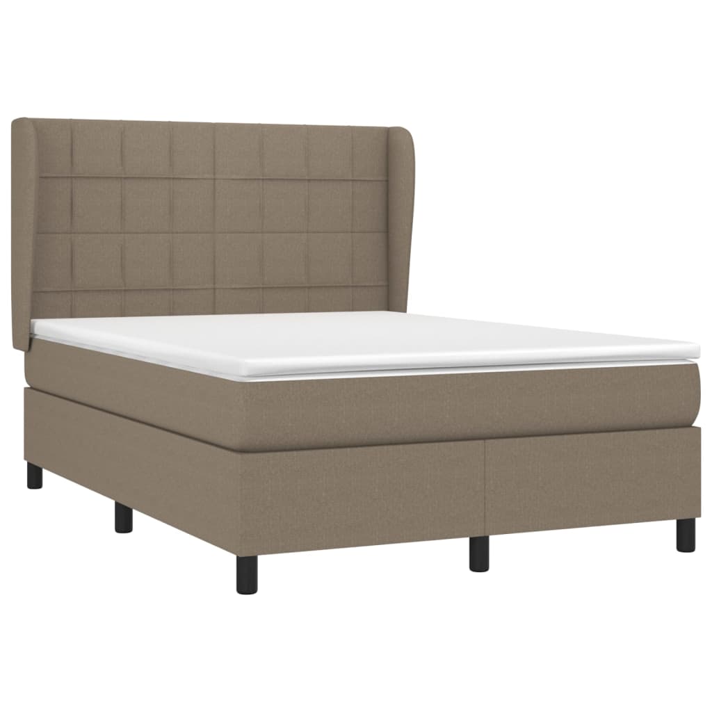 vidaXL Boxspring met matras stof taupe 140x200 cm afbeelding
