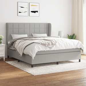 Box spring postel s matrací světle šedá 160 x 200 cm textil - obrázek 1