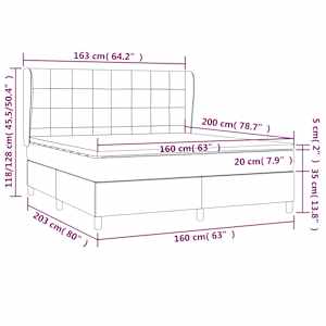 Box spring postel s matrací tmavě hnědá 160x200 cm textil - obrázek 7