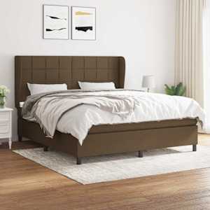 Box spring postel s matrací tmavě hnědá 160x200 cm textil - obrázek 1