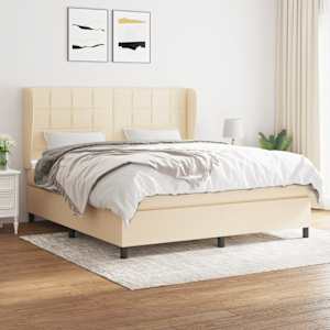 Box spring postel s matrací krémová 160x200 cm textil - obrázek 1