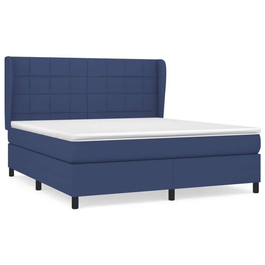 vidaXL Boxspring met matras stof blauw 160x200 cm
