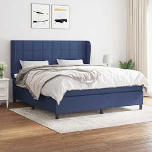 Box spring postel s matrací modrá 160x200 cm textil - obrázek 1