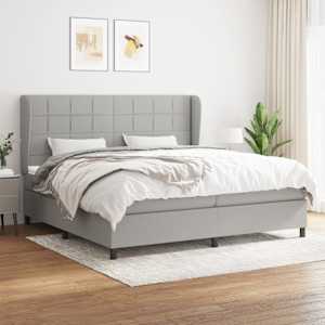 Box spring postel s matrací světle šedá 200 x 200 cm textil - obrázek 1