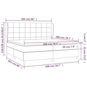 Box spring postel s matrací tmavě hnědá 200x200 cm textil - obrázek 7