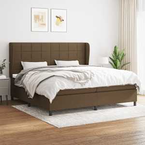 Box spring postel s matrací tmavě hnědá 200x200 cm textil - obrázek 1