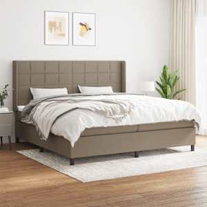 Box spring postel s matrací taupe 200x200 cm textil - obrázek 1
