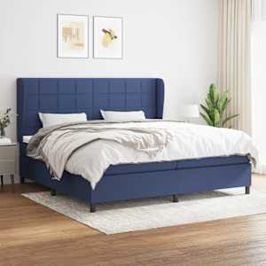 Box spring postel s matrací modrá 200x200 cm textil - obrázek 1