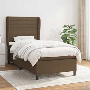 Box spring postel s matrací tmavě hnědá 80x200 cm textil - obrázek 1