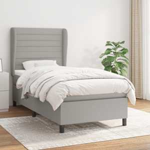 Box spring postel s matrací světle šedá 90x190 cm textil - obrázek 1
