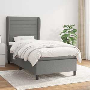 Box spring postel s matrací tmavě šedá 90x190 cm textil - obrázek 1