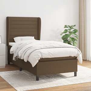 Box spring postel s matrací tmavě hnědá 90x190 cm textil - obrázek 1