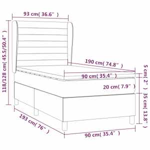 Box spring postel s matrací modrá 90x190 cm textil - obrázek 7