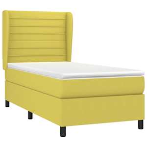 vidaXL Lova su spyruoklėmis ir čiužiniu, žalia, 90x190 cm, audinys