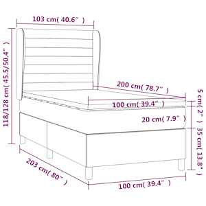 Box spring postel s matrací světle šedý 100 x 200 cm textil - obrázek 7