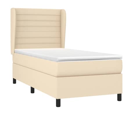 vidaXL Sommier &agrave; lattes de lit avec matelas Cr&egrave;me 100x200 cm Tissu