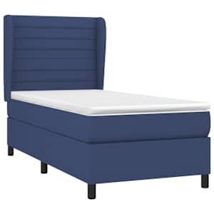 vidaXL Boxspringbett mit Matratze Blau 100x200 cm Stoff