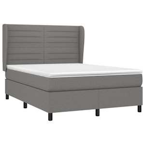 Box spring postel s matrací tmavě šedý 140 x 190 cm textil - obrázek 3