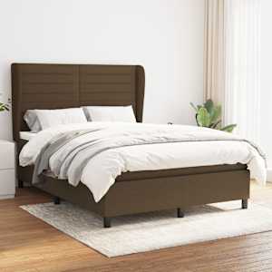 Box spring postel s matrací tmavě hnědá 140x190 cm textil - obrázek 1