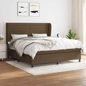 Box spring postel s matrací tmavě hnědá 160x200 cm textil - obrázek 1