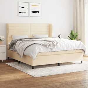 Box spring postel s matrací krémová 160x200 cm textil - obrázek 1
