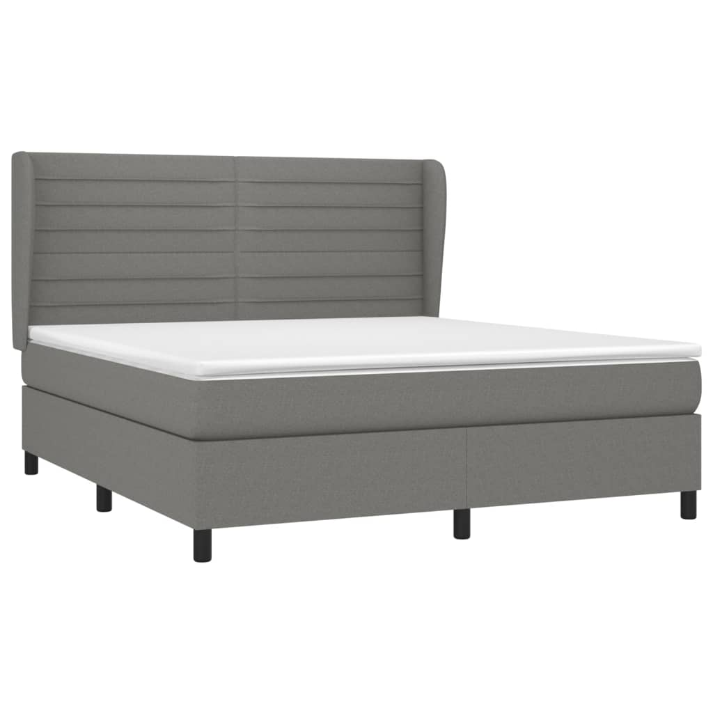 vidaXL Boxspring met matras stof donkergrijs 180x200 cm afbeelding