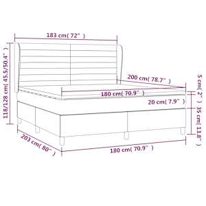 Box spring postel s matrací tmavě šedá 180x200 cm textil - obrázek 7