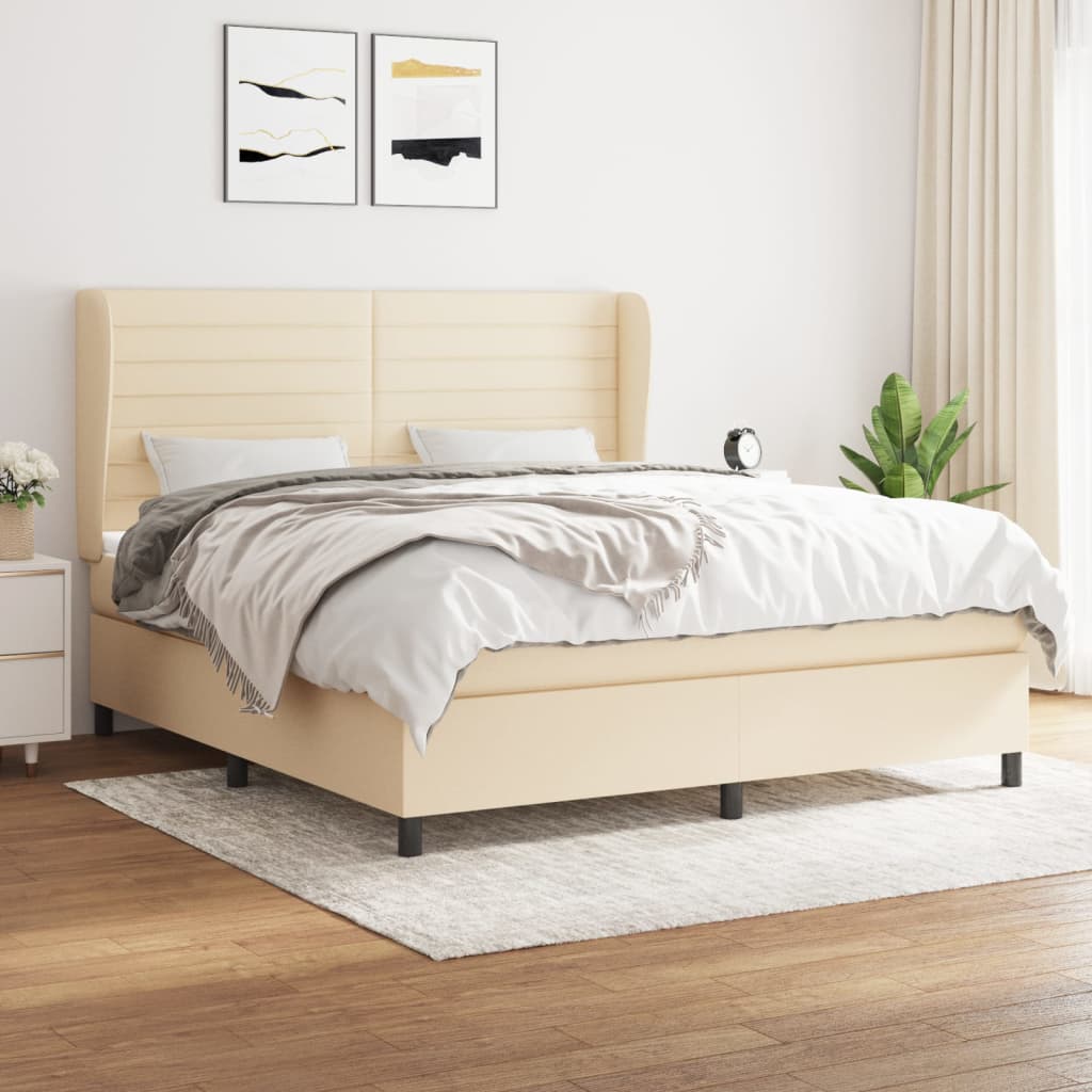 Boxspringbett mit Matratze Creme 180×200 cm Stoff