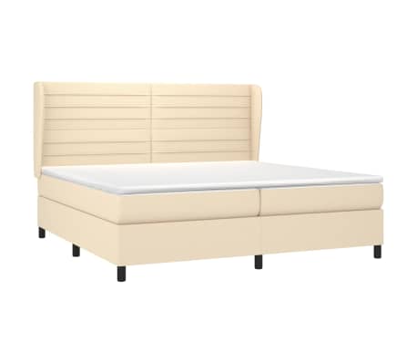 vidaXL Κρεβάτι Boxspring με Στρώμα Κρεμ 200x200 εκ. Υφασμάτινο