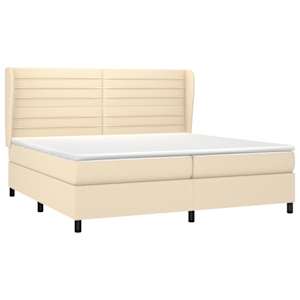 Box spring postel s matrací krémová 200x200 cm textil - obrázek 3