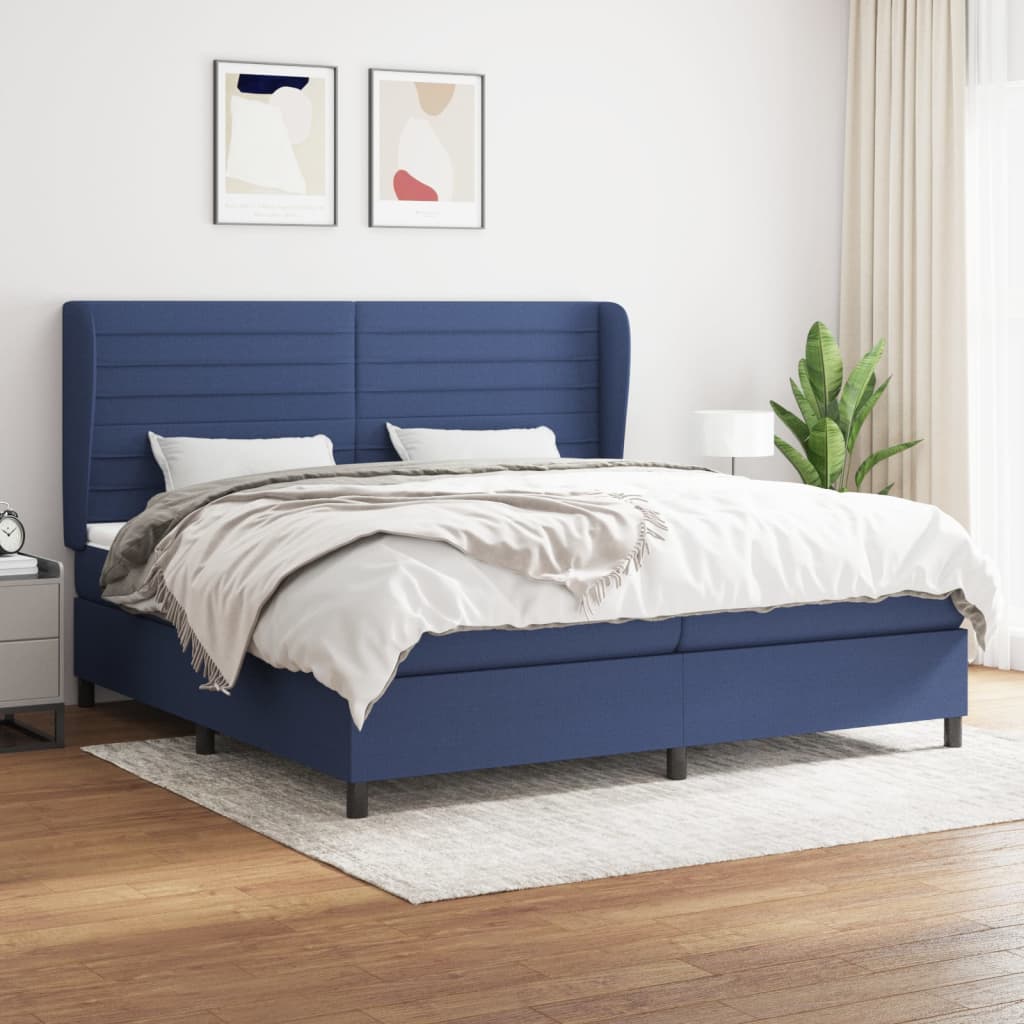 Boxspringbett mit Matratze Blau 200×200 cm Stoff