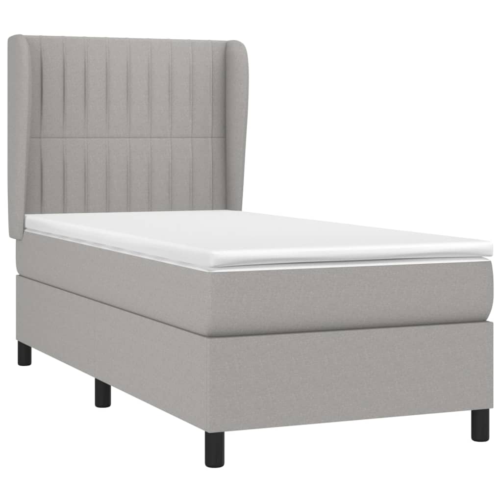 vidaXL Boxspring met matras stof lichtgrijs 80x200 cm afbeelding