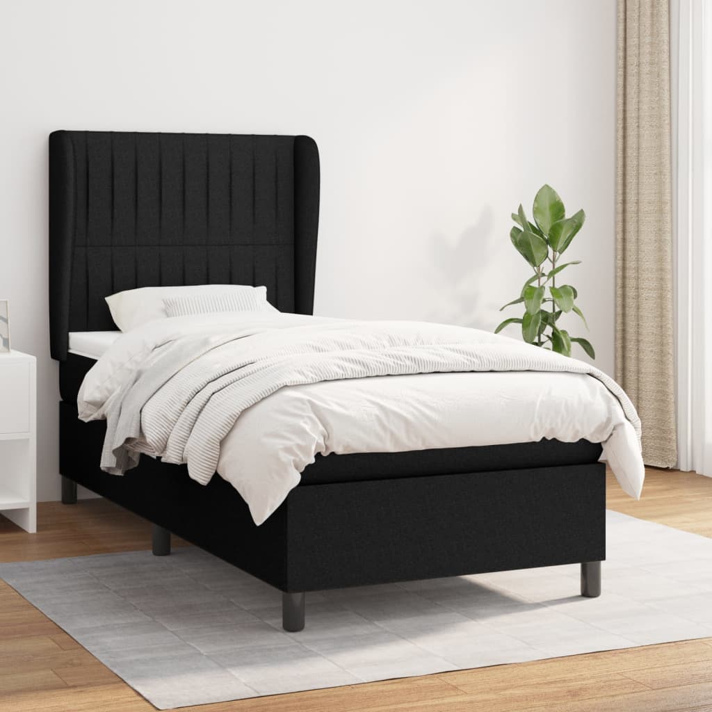 Box spring postel s matrací černá 80 x 200 cm textil