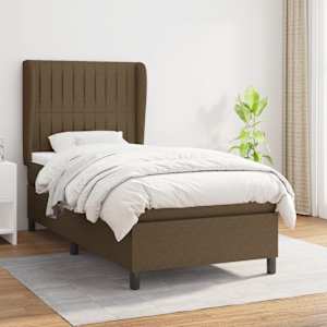 Box spring postel s matrací tmavě hnědá 80x200 cm textil - obrázek 1