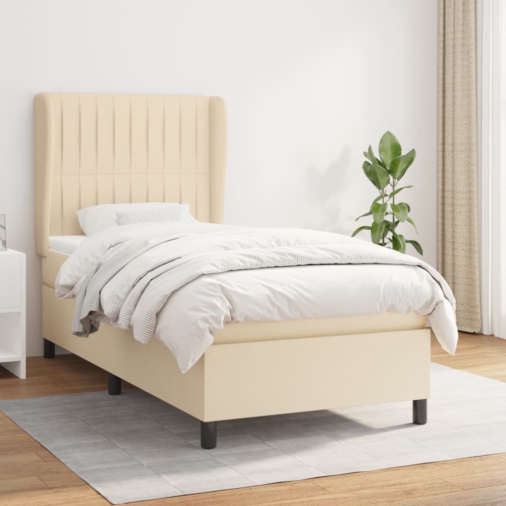 vidaXL Boxspringbett mit Matratze Creme 80x200 cm Stoff