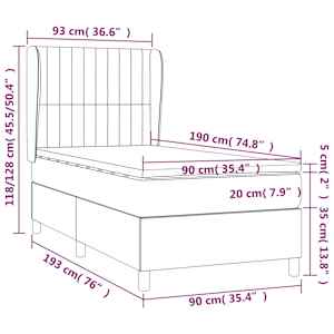 Box spring postel s matrací krémová 90x190 cm textil - obrázek 7