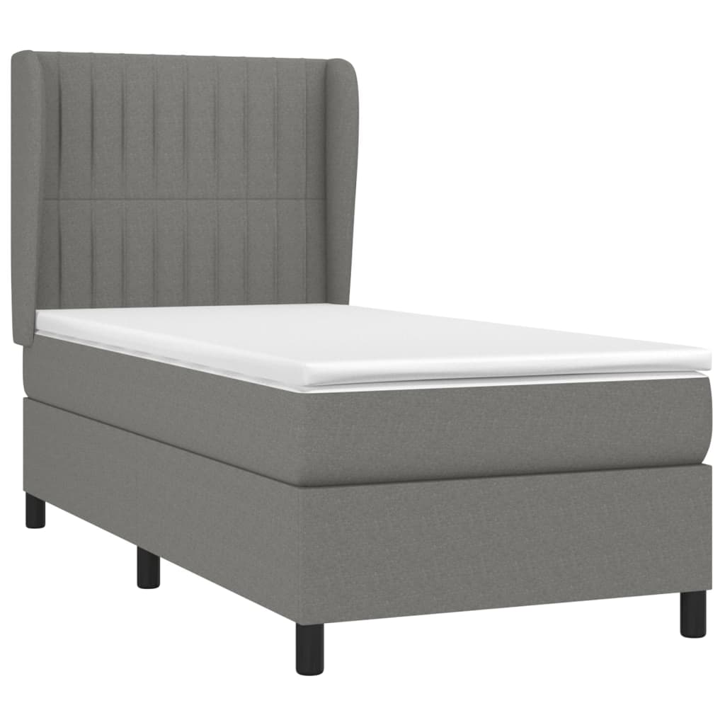 vidaXL Boxspring met matras stof donkergrijs 90x200 cm afbeelding