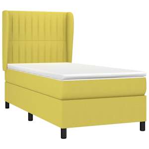 vidaXL Lova su spyruoklėmis ir čiužiniu, žalia, 90x200 cm, audinys