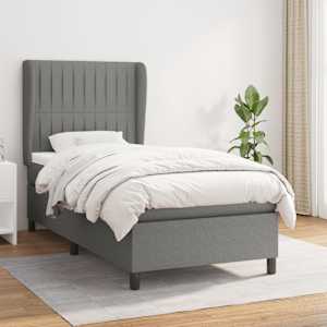 Box spring postel s matrací tmavě šedá 100 x 200 cm textil - obrázek 1