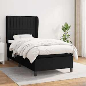 Box spring postel s matrací černá 100 x 200 cm textil - obrázek 1