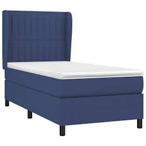 Box spring postel s matrací modrá 100 x 200 cm textil - obrázek 3