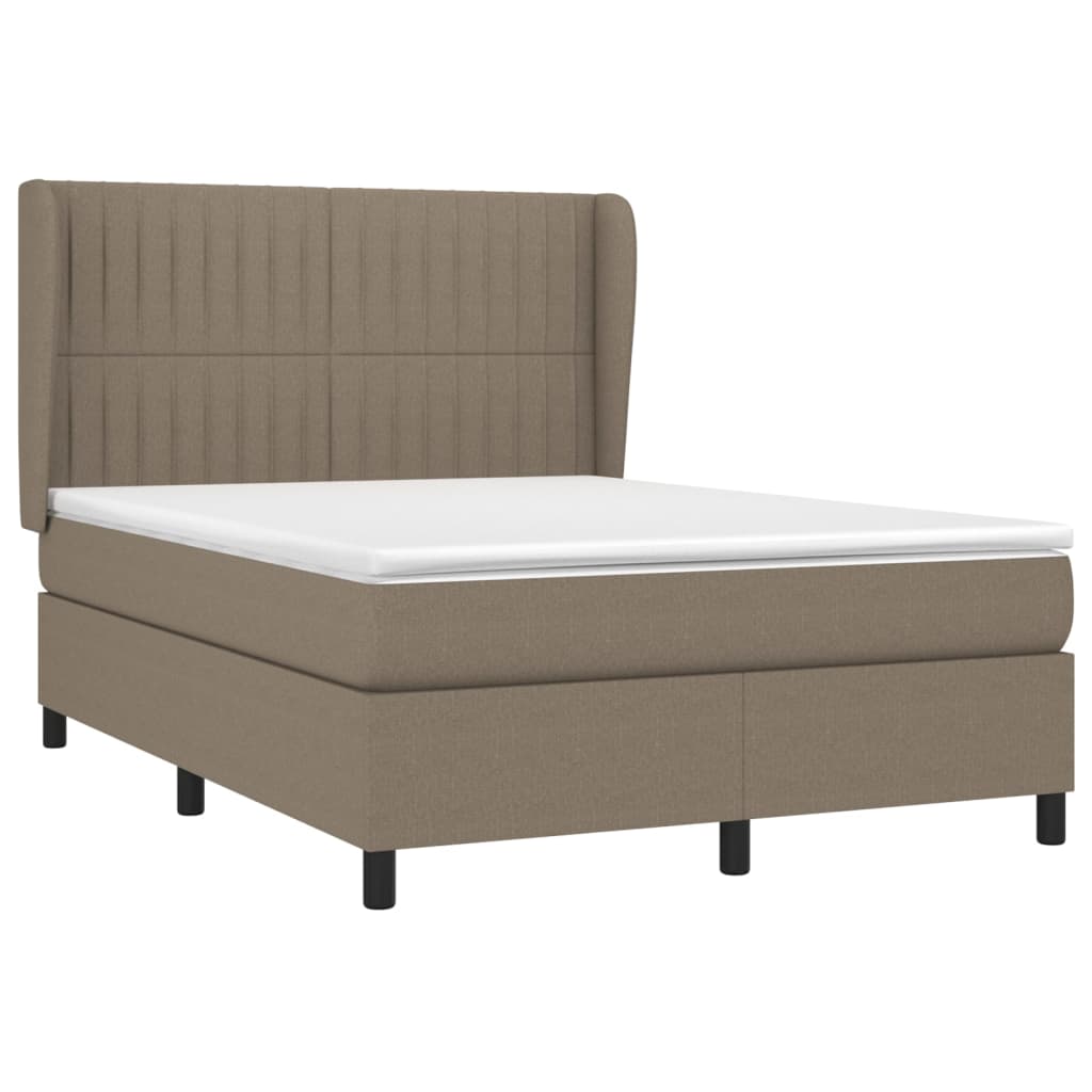 vidaXL Boxspring met matras stof taupe 140x190 cm afbeelding