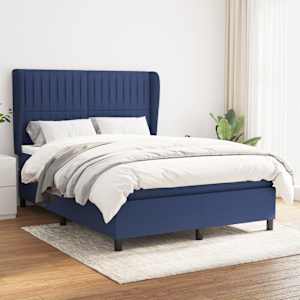 Box spring postel s matrací modrá 140x190 cm textil - obrázek 1