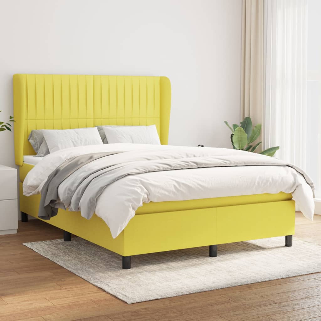 vidaXL Box spring postel s matrací zelená 140x190 cm textil