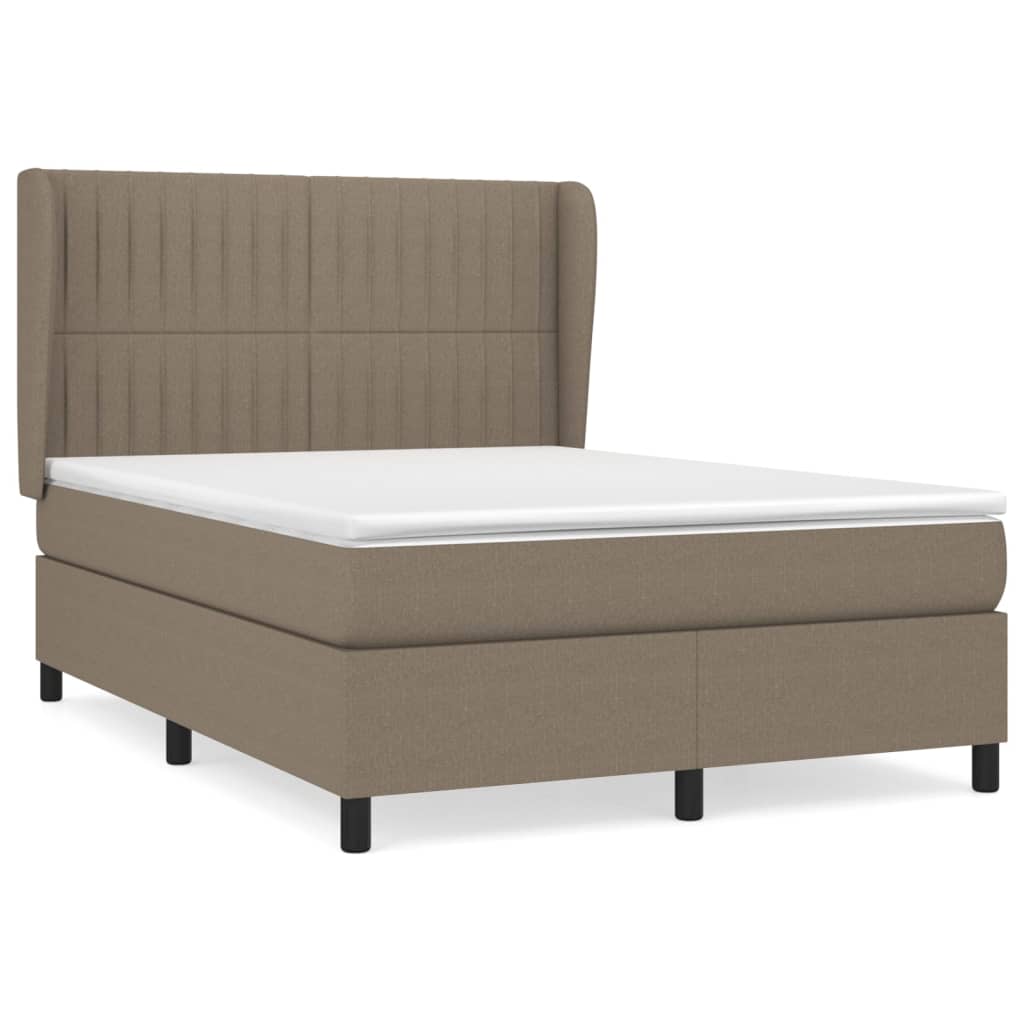 vidaXL Box spring postelja z vzmetnico taupe 140x200 cm blago