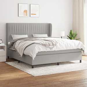 Box spring postel s matrací světle šedá 160 x 200 cm textil - obrázek 1
