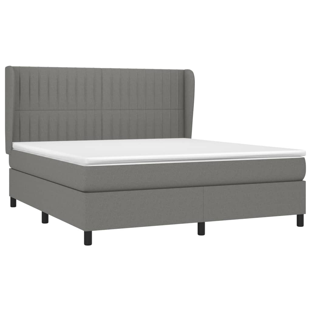 vidaXL Boxspring met matras stof donkergrijs 160x200 cm afbeelding