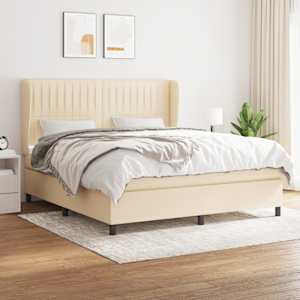 Box spring postelja z vzmetnico krem 160x200 cm blago
