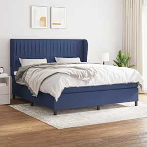 Box spring postel s matrací modrá 160x200 cm textil - obrázek 1